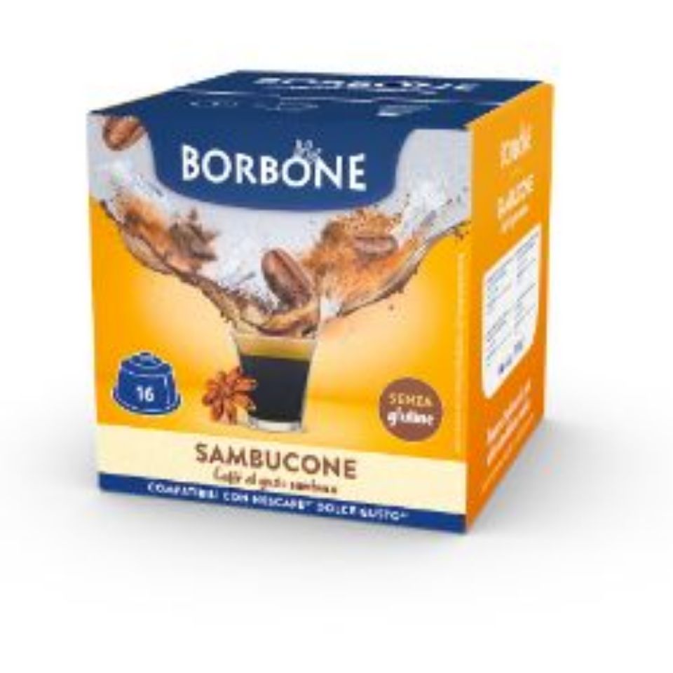 Bild von 16 Borbone-Kapseln, kompatibel mit Nescafè Dolce Gusto-Maschinen, SAMBUCONE MIT KAFFEE- UND SAMBUCA-GESCHMACK