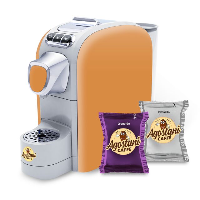 Bild von Angebot: Agostani Small Cup Kaffeemaschine ocra + 200 Agostani Kaffeekapseln smallani Small Line Kapseln