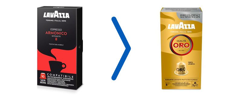 Die Kunststoffkapseln Lavazza Armonico werden nicht mehr hergestellt und Lavazza hat sie durch die neuen Aluminiumkapseln Qualità Oro.