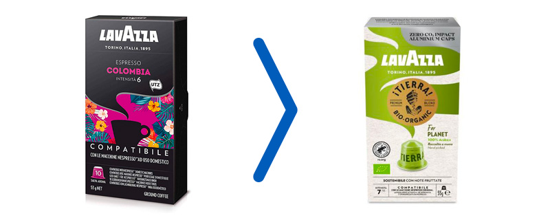 Die Kunststoffkapseln Lavazza Colombia werden nicht mehr hergestellt und Lavazza hat sie durch die neuen Aluminiumkapseln Tierra For Planet.