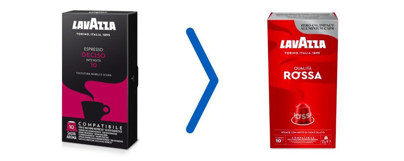 Die Kunststoffkapseln Lavazza Deciso werden nicht mehr hergestellt und Lavazza hat sie durch die neuen Aluminiumkapseln Qualità Rossa.
